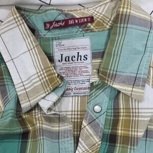 Jachs Green and Tan Plaid Shirt